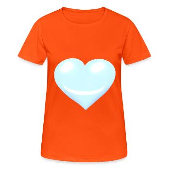 Herz Herzen Emotion Gesicht - Frauen T-Shirt atmungsaktiv - Neonorange - Vorne - AI Model Female 172 dark (172cm)