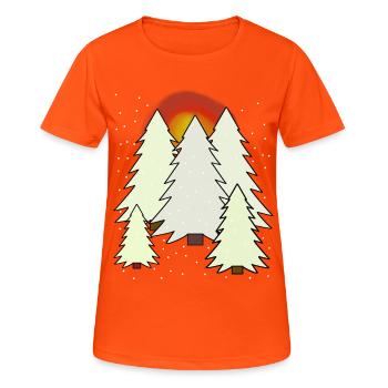 Baum Tannen Winter Wald Natur Schnee Fichten - Frauen T-Shirt atmungsaktiv - Neonorange - Vorne - AI Model Female 172 dark (172cm)