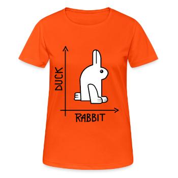 Ente oder Kaninchen Optische Täuschung - Frauen T-Shirt atmungsaktiv - Neonorange - Vorne - AI Model Female 172 dark (172cm)