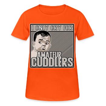 Je ne pleure que pour les câlins amateurs - T-shirt respirant Femme - orange néon - Devant - AI Model Female 172 dark (172cm)