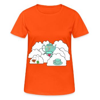 Himmlisch Himmel Tee Teekanne Genuss - Frauen T-Shirt atmungsaktiv - Neonorange - Vorne - AI Model Female 172 dark (172cm)