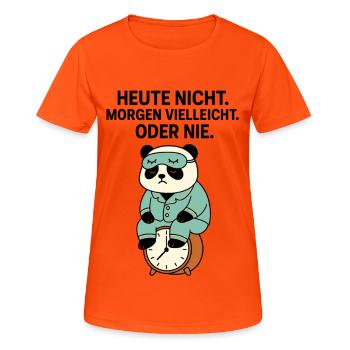 Panda in pajamas on alarm clock - Women's Breathable T-Shirt - neon orange - Front - AI Model Female 172 dark (172cm)