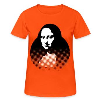Mona Lisa, Leonardo da Vinci - Frauen T-Shirt atmungsaktiv - Neonorange - Vorne - AI Model Female 172 dark (172cm)