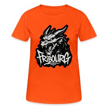 Fribourg Dragon - Frauen T-Shirt atmungsaktiv - Neonorange - Vorne - AI Model Female 172 dark (172cm)