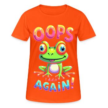 Colorful Frog with Optimistic Message - Women's Breathable T-Shirt - neon orange - Front - AI Model Female 172 dark (172cm)