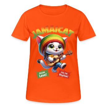 Jamaïcain Reggae Cat Rasta Jamaïque - T-shirt respirant Femme - orange néon - Devant - AI Model Female 172 dark (172cm)