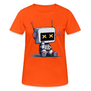 Robot amoureux - T-shirt respirant Femme - orange néon - Devant - AI Model Female 172 dark (172cm)