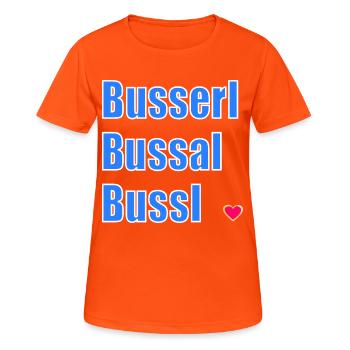 BAYERN BAYERISCH KÜSSEN FLIRTEN - Frauen T-Shirt atmungsaktiv - Neonorange - Vorne - AI Model Female 172 dark (172cm)