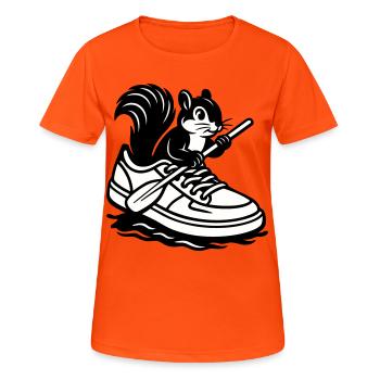 Écureuil en baskets ! - T-shirt respirant Femme - orange néon - Devant - AI Model Female 172 dark (172cm)