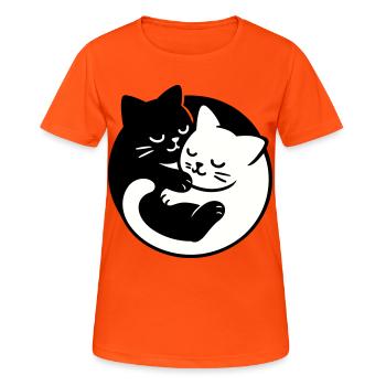 Chats Yin-Yang - T-shirt respirant Femme - orange néon - Devant - AI Model Female 172 dark (172cm)