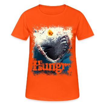 Hungriger Moment - Frauen T-Shirt atmungsaktiv - Neonorange - Vorne - AI Model Female 172 dark (172cm)
