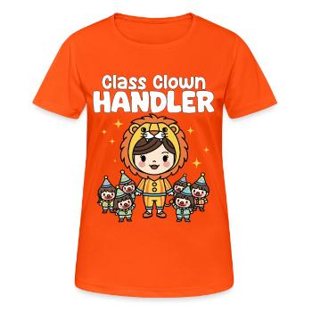 CLASSE CLOWN HANDLER - CADEAU ENSEIGNANT - T-shirt respirant Femme - orange néon - Devant - AI Model Female 172 dark (172cm)