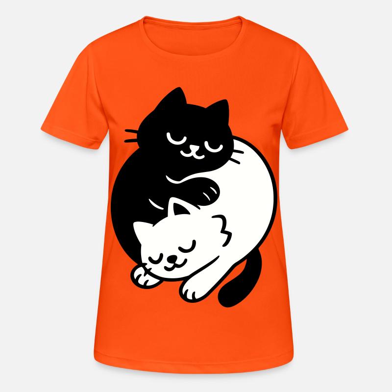 Ying-Yang Cats #2 - Women's Breathable T-Shirt - neon orange