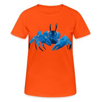 Blaue Krabbe Polygonaler Stil - Frauen T-Shirt atmungsaktiv - Neonorange - Vorne - AI Model Female 172 dark (172cm)