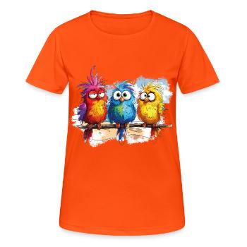 Colorful Birds Drawing Humor - Women's Breathable T-Shirt - neon orange - Front - AI Model Female 172 dark (172cm)