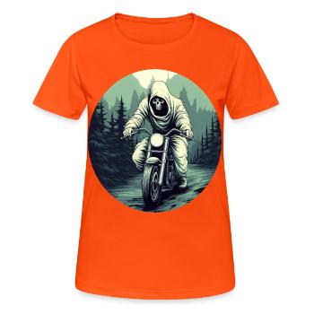 Gespenst Motorrad / Motorradfahrer Gespenster - Frauen T-Shirt atmungsaktiv - Neonorange - Vorne - AI Model Female 172 dark (172cm)