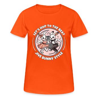 Couple de lapins dansants rockabilly rétro - T-shirt respirant Femme - orange néon - Devant - AI Model Female 172 dark (172cm)