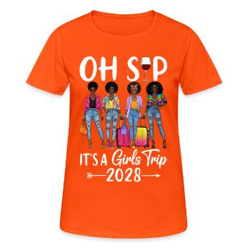 Girl Trip 2028 Illustration inspirée du voyage - T-shirt respirant Femme - orange néon - Devant - AI Model Female 172 dark (172cm)