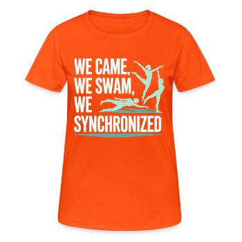 We Came We Swam We Synchronized Swimming Design - Women's Breathable T-Shirt - neon orange - Front - AI Model Female 172 dark (172cm)