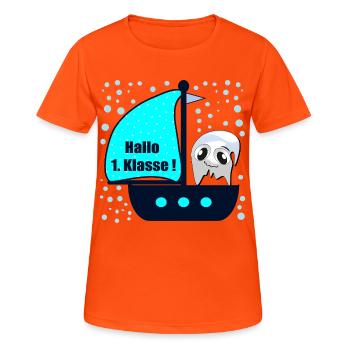 School Enrollment School Child Boat First Class Ghosts - Women's Breathable T-Shirt - neon orange - Front - AI Model Female 172 dark (172cm)