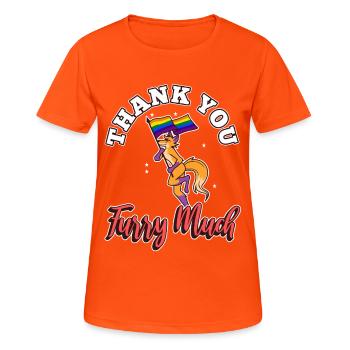 Merci beaucoup furry - T-shirt respirant Femme - orange néon - Devant - AI Model Female 172 dark (172cm)
