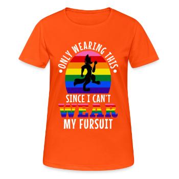 Je ne le porte que depuis que je ne peux pas porter ma fursuit - T-shirt respirant Femme - orange néon - Devant - AI Model Female 172 dark (172cm)