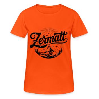 Zermatt - Conception de souvenirs - T-shirt respirant Femme - orange néon - Devant - AI Model Female 172 dark (172cm)