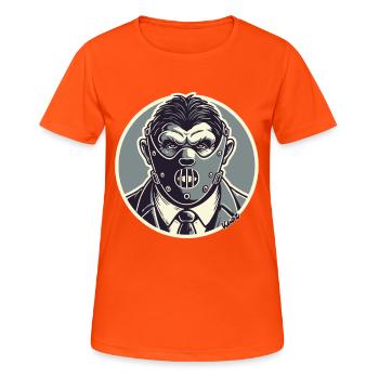 Horror-Inspired Gentleman Mask Design - Women's Breathable T-Shirt - neon orange - Front - AI Model Female 172 dark (172cm)