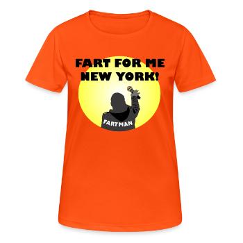Fart Man Comedy Illustration - Women's Breathable T-Shirt - neon orange - Front - AI Model Female 172 dark (172cm)