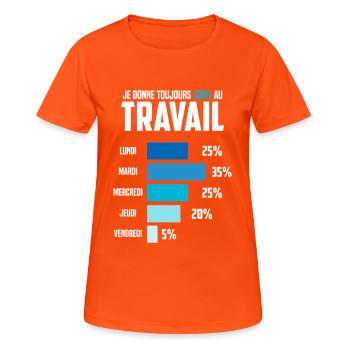 Ich gebe immer 100% für Work Humor Office - Frauen T-Shirt atmungsaktiv - Neonorange - Vorne - AI Model Female 172 dark (172cm)