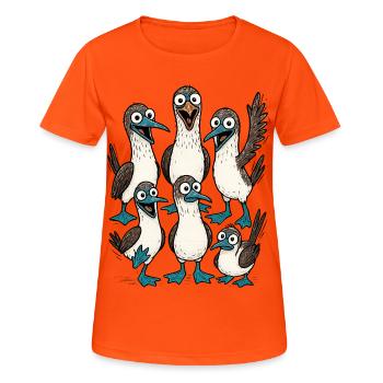 Lustige Seevogel Cartoon Illustration - Frauen T-Shirt atmungsaktiv - Neonorange - Vorne - AI Model Female 172 dark (172cm)