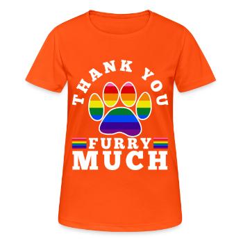 Merci beaucoup furry - T-shirt respirant Femme - orange néon - Devant - AI Model Female 172 dark (172cm)