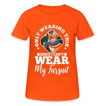 Je ne le porte que depuis que je ne peux pas porter ma fursuit - T-shirt respirant Femme - orange néon - Devant - AI Model Female 172 dark (172cm)