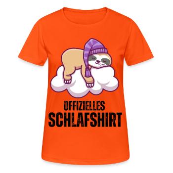 Schlafendes Faultier auf Wolke mit Mütze - Frauen T-Shirt atmungsaktiv - Neonorange - Vorne - AI Model Female 172 dark (172cm)
