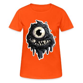 Schwarzes Monster Schleim Auge  - Frauen T-Shirt atmungsaktiv - Neonorange - Vorne - AI Model Female 172 dark (172cm)