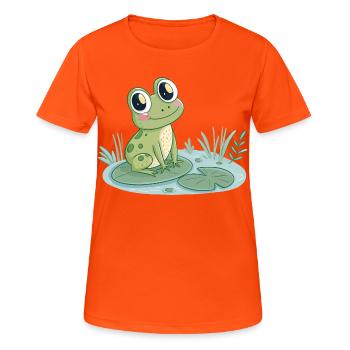 Grenouille mignonne sur nénuphar - T-shirt respirant Femme - orange néon - Devant - AI Model Female 172 dark (172cm)