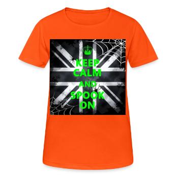 Keep Calm Spook Green - Women's Breathable T-Shirt - neon orange - Front - AI Model Female 172 dark (172cm)