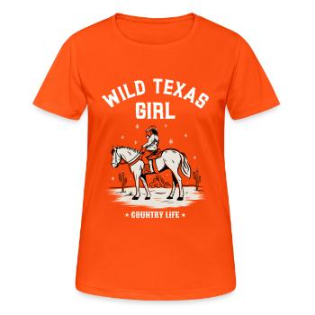 WILD TEXAS GIRL HORSE COUNTRY LIFE - Women's Breathable T-Shirt - neon orange - Front - AI Model Female 172 dark (172cm)