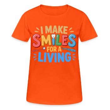 Dentalkeramik Artistik - Frauen T-Shirt atmungsaktiv - Neonorange - Vorne - AI Model Female 172 dark (172cm)
