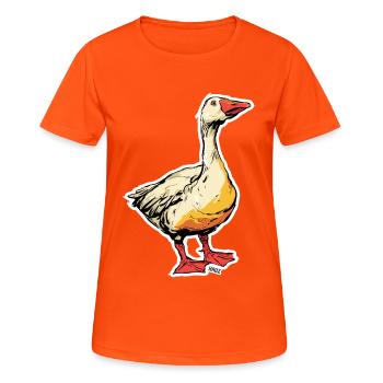 Comic Goose with Beak - Women's Breathable T-Shirt - neon orange - Front - AI Model Female 172 dark (172cm)