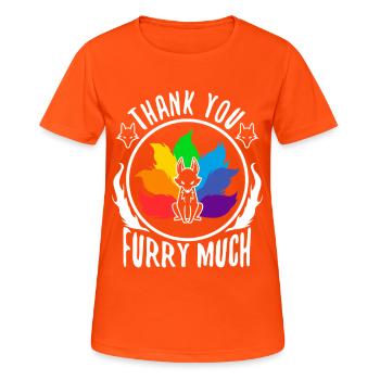 Merci beaucoup furry - T-shirt respirant Femme - orange néon - Devant - AI Model Female 172 dark (172cm)