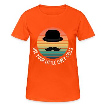 Poirot Use Your Little Grey Cells Vintage - Frauen T-Shirt atmungsaktiv - Neonorange - Vorne - AI Model Female 172 dark (172cm)