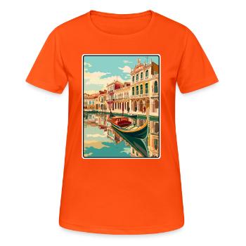 Aveiro Portugal Gondole Scène Voyage Affiche - T-shirt respirant Femme - orange néon - Devant - AI Model Female 172 dark (172cm)