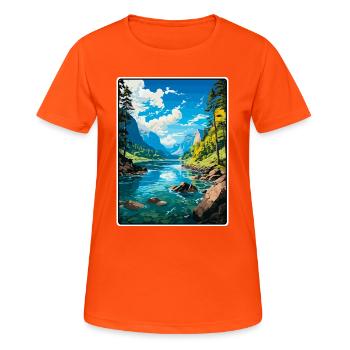 Bohinjer See, Slowenien, Azurgebirge, See, Aussicht - Frauen T-Shirt atmungsaktiv - Neonorange - Vorne - AI Model Female 172 dark (172cm)