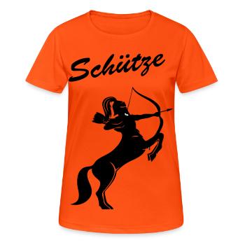Schütze - Frauen T-Shirt atmungsaktiv - Neonorange - Vorne - AI Model Female 172 dark (172cm)