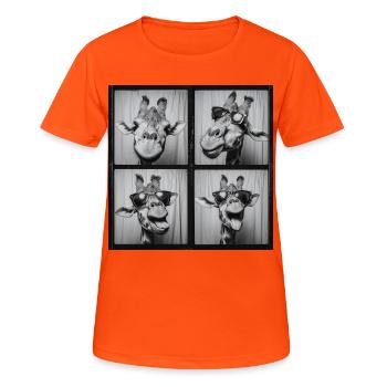 Funny Giraffe Sunglasses Photo Booth - Women's Breathable T-Shirt - neon orange - Front - AI Model Female 172 dark (172cm)