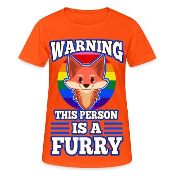 Avertissement Cette personne est un poilu - T-shirt respirant Femme - orange néon - Devant - AI Model Female 172 dark (172cm)