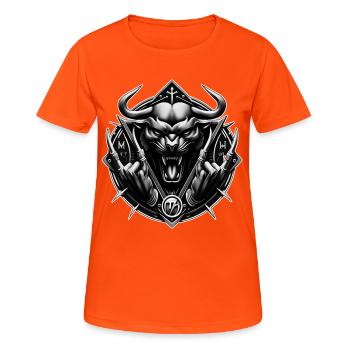 Iron Bull Crest - Women's Breathable T-Shirt - neon orange - Front - AI Model Female 172 dark (172cm)