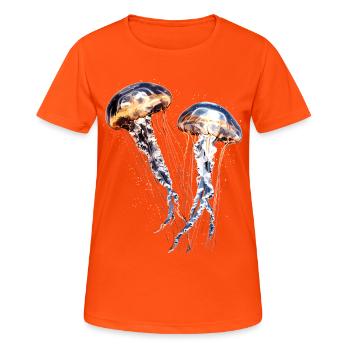 Méduse Méduse de feu Méduse Méduse mignonne - T-shirt respirant Femme - orange néon - Devant - AI Model Female 172 dark (172cm)