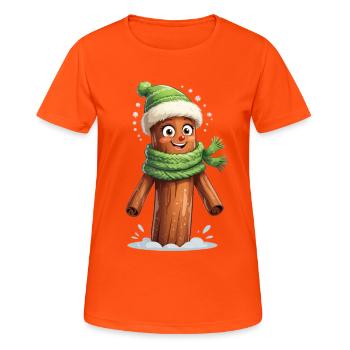 Winterbaumstumpf mit Schal - Frauen T-Shirt atmungsaktiv - Neonorange - Vorne - AI Model Female 172 dark (172cm)